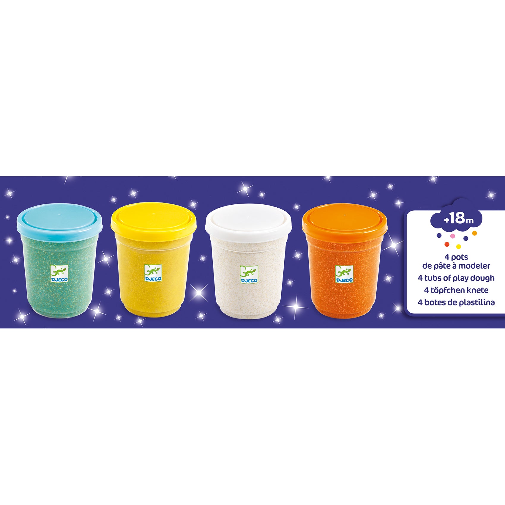 Djeco 4 Pots Of Glittery Play Dough
