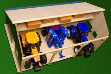 Kids Globe 1:16 Farm Wood Shed For 3 Tractors - 55X77.5X38Cm