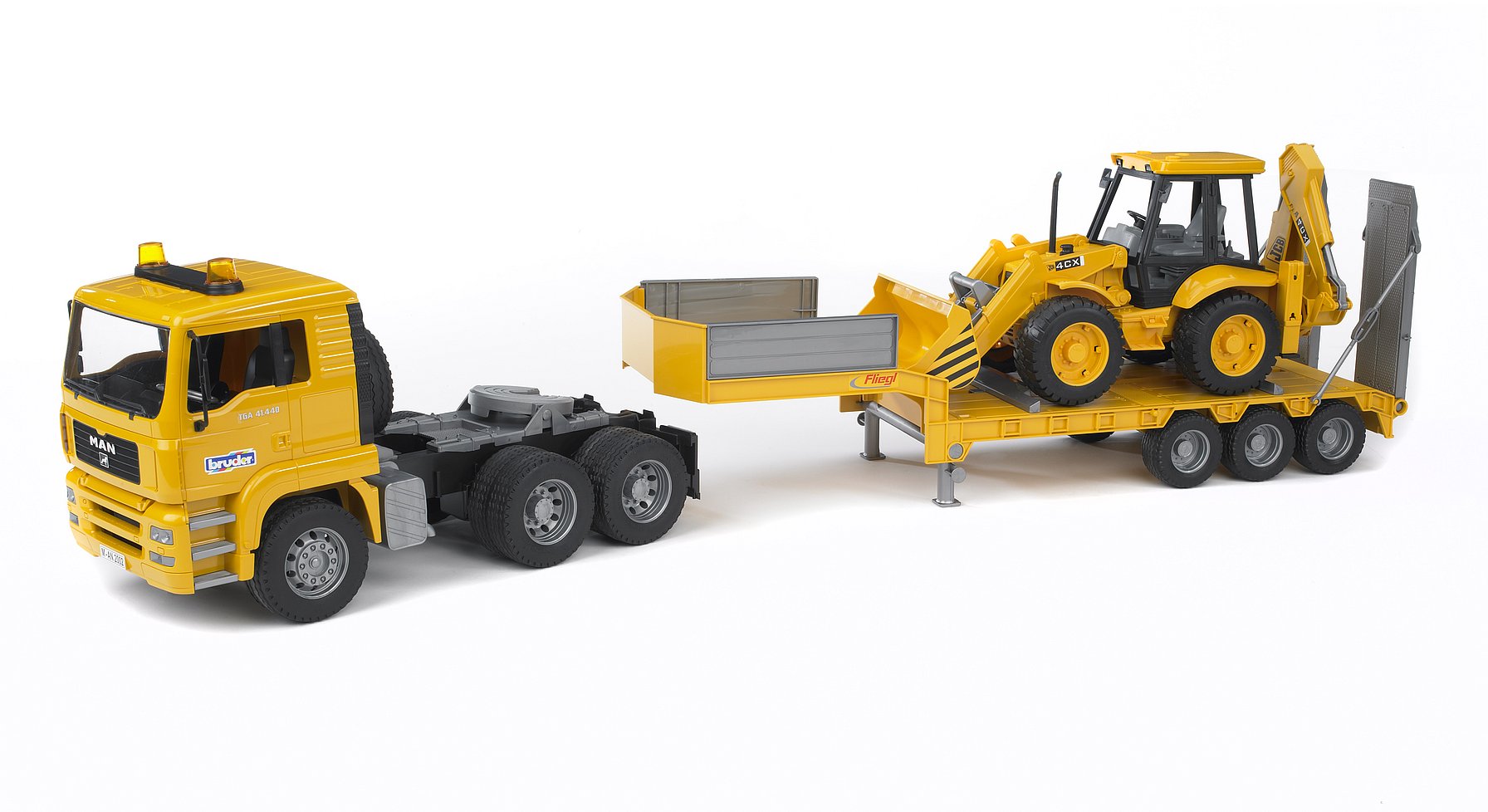Bruder Man TGA Low Loader W/Backhoe Loader