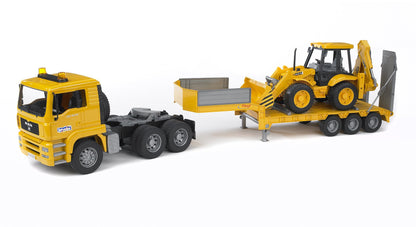 Bruder Man TGA Low Loader W/Backhoe Loader