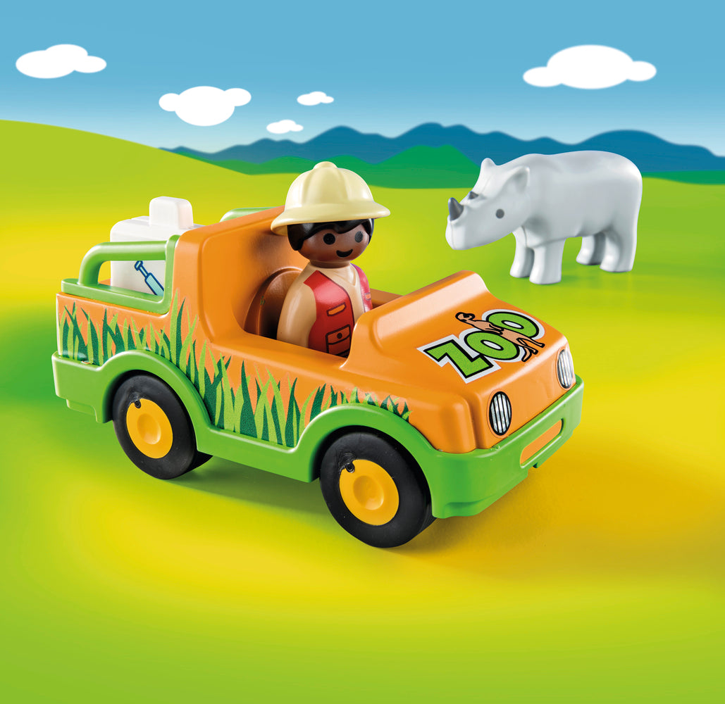 Playmobil 1.2.3 70182 Zoo Truck and Trailer with Rhinoceros