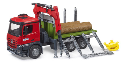Bruder MB Arocs Timber Truck W/Loading Crane, Gripper & 3 Trunks