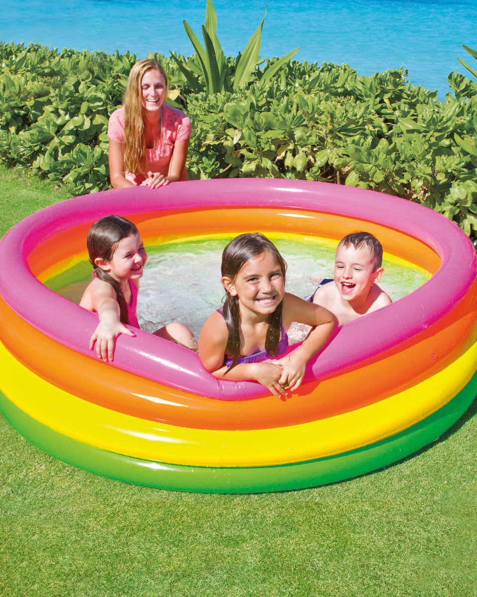 Intex 66"X18" Multi Colour Inflatable 4 Ring Pool Pool
