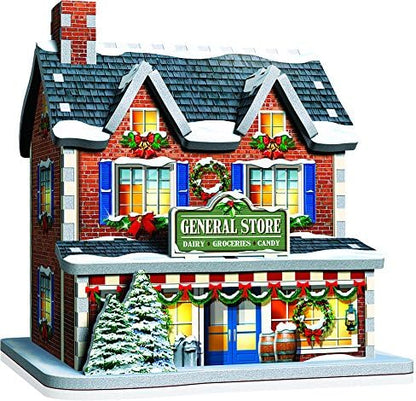 WREBBIT 3D Christmas Village Theme 3D Jigsaw Puzzle