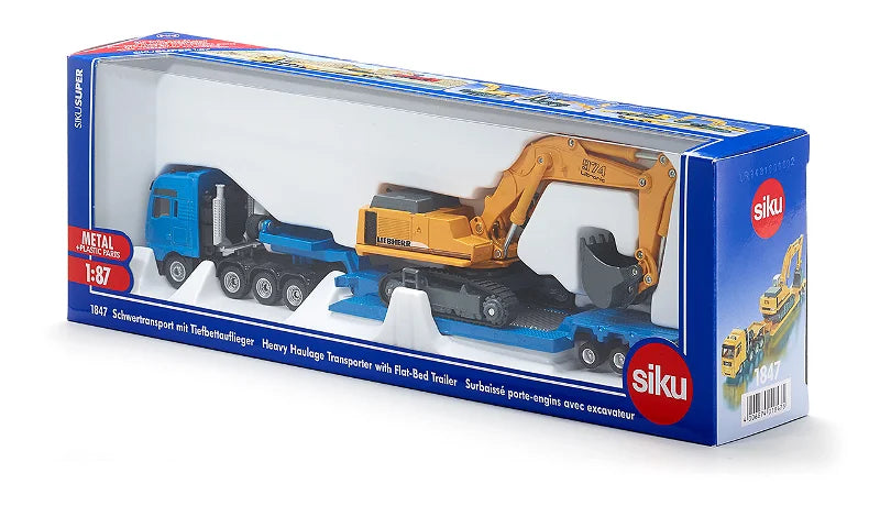 Siku 1:87 Flat-Bed Transporter W/Liebherr Excavator