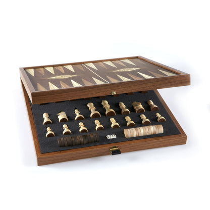 Manopoulos Classic Style Wooden Chess & Backgammon