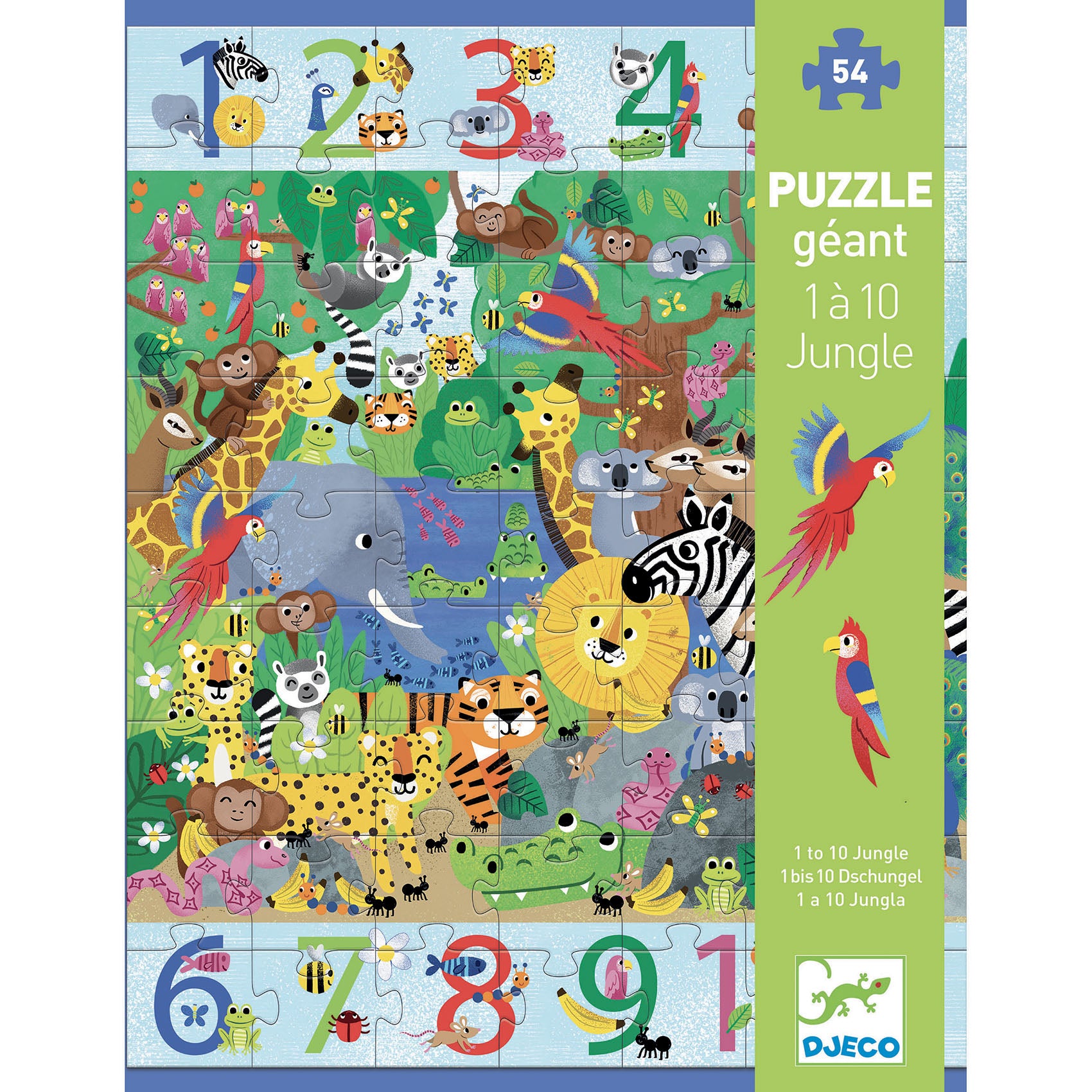 Djeco 1 to 10 Jungle - 54 pcs Giant Observation Puzzle
