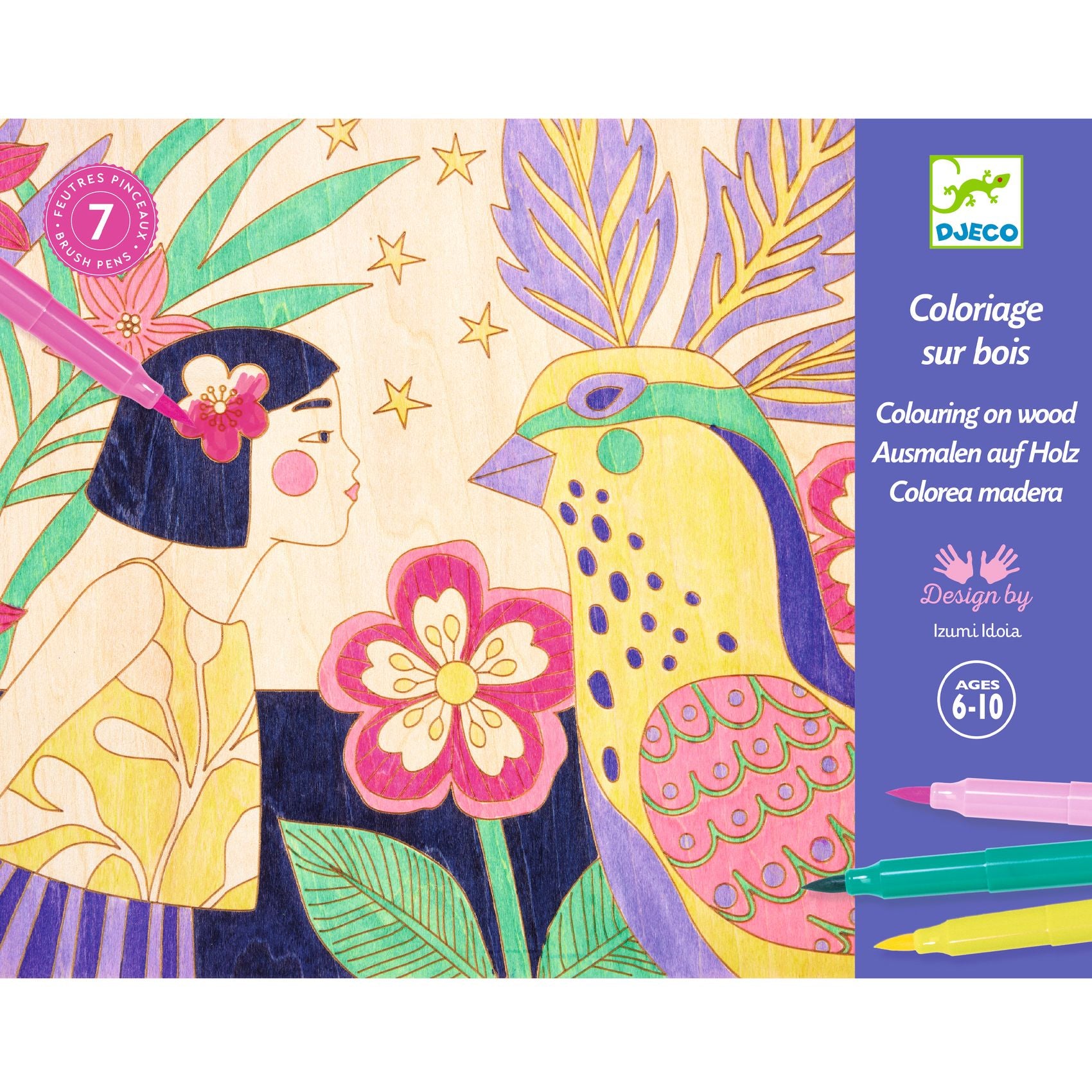 Djeco Colouring On Wood Sweet girls