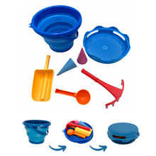 Schildkröt 7in1 Sand Toys folding bucket set blue
