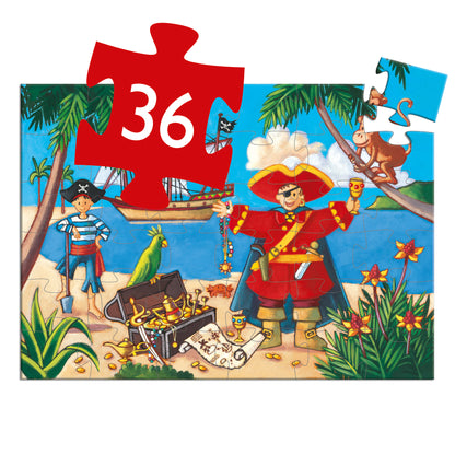Djeco The Pirate And His Treasure - 36 Pcs Silhouette Puzzles
