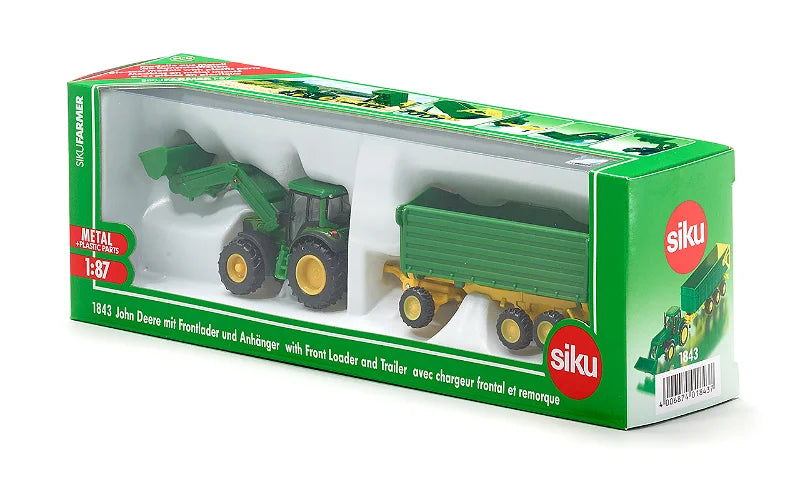 Siku 1:87 John Deere Tractor W/Loader & Trailer