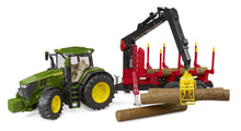 Bruder John Deere 7R 350 W/Forestry Trailer & 4 Trunks