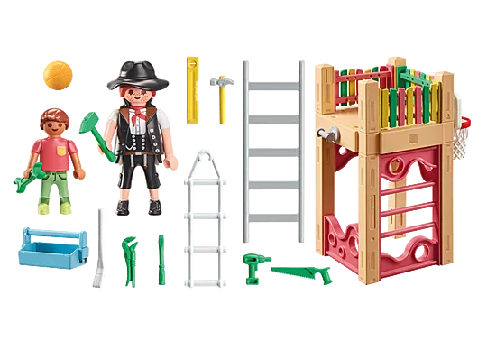 Playmobil 71475 My Life: Outdoor Climbing Frame with Carpenter Starter Pack