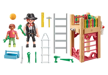 Playmobil 71475 My Life: Outdoor Climbing Frame with Carpenter Starter Pack