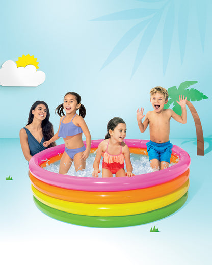 Intex 66"X18" Multi Colour Inflatable 4 Ring Pool Pool
