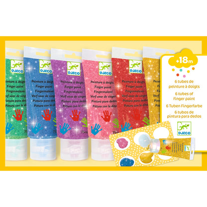 Djeco 6 Tubes Of Finger Paint - Glitter