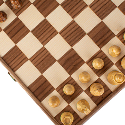 Manopoulos Wooden Chess Set In Inlaid Chessboard Case
