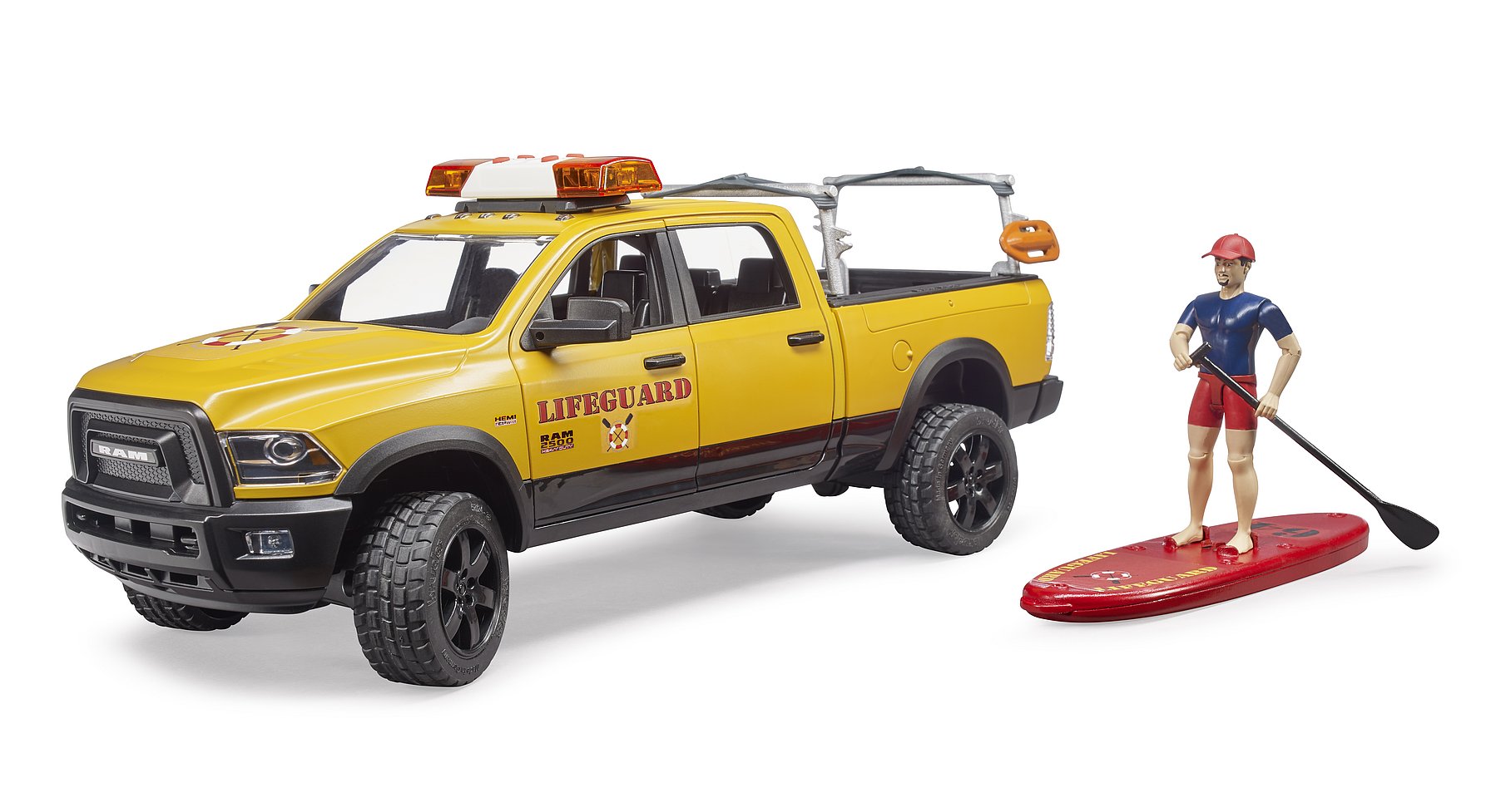 Bruder Ram 2500 Power Wagon Life Guard W/Figure & Paddle