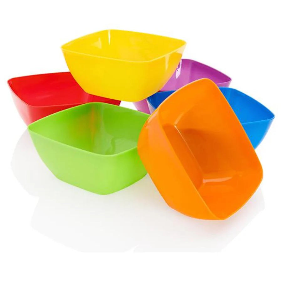 Clever Kidz Pkt6 Sorting Bowls Square Asst Colours