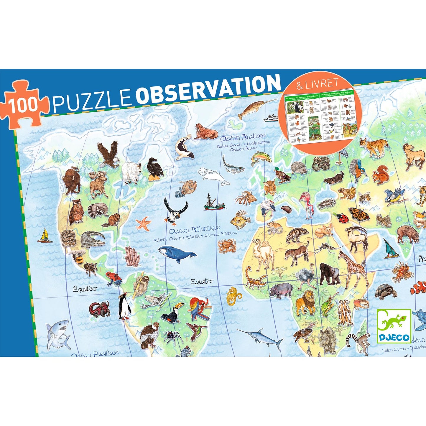 Djeco World’s Animals 100 Pcs Observation Puzzle