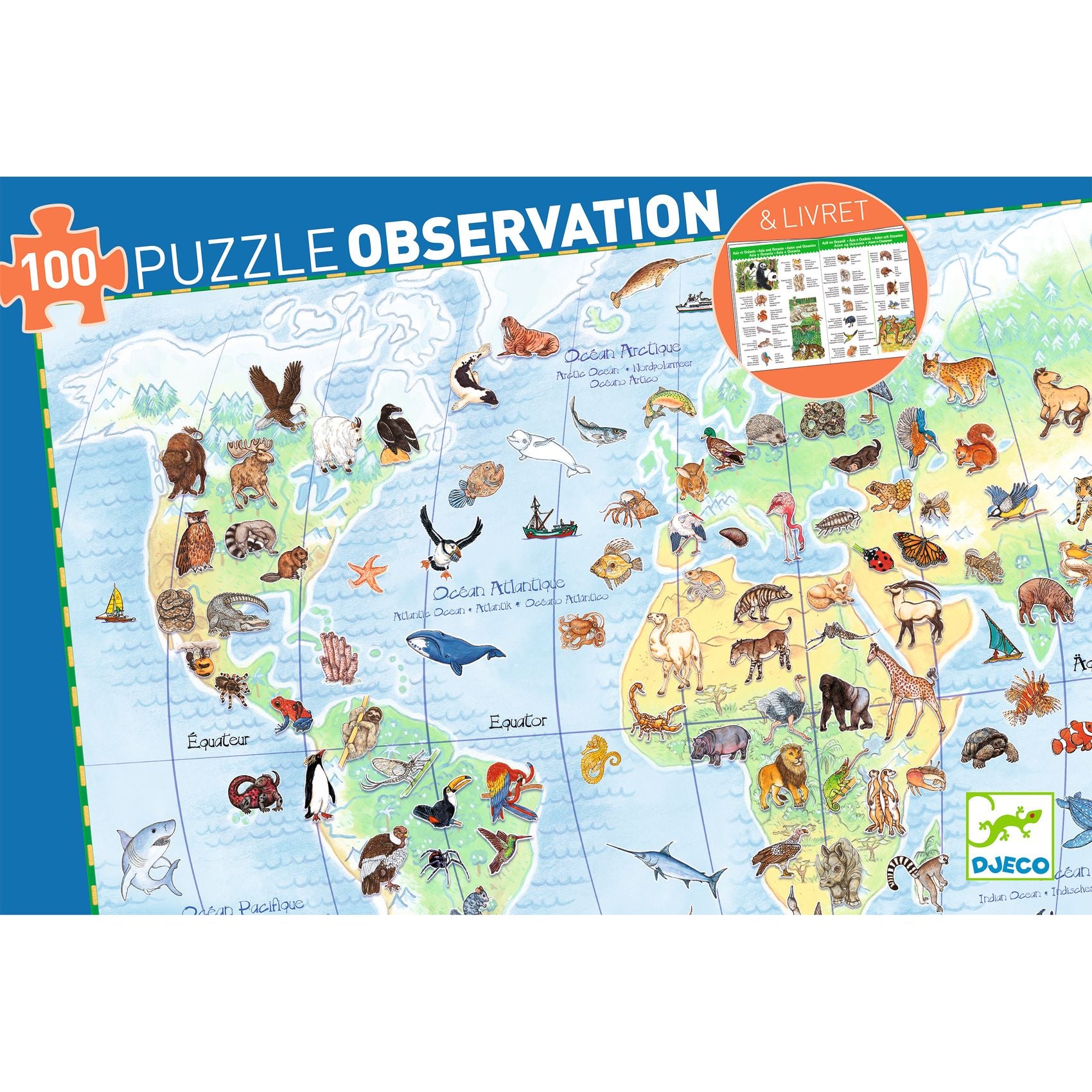 Djeco World’s Animals 100 Pcs Observation Puzzle