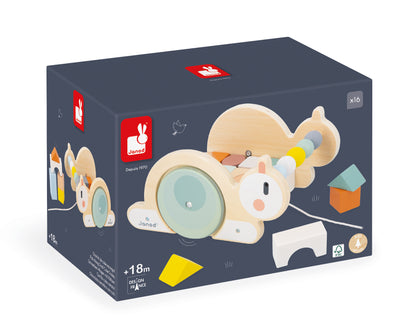 Janod Sweet Cocoon - Pull-Along Snail Cube Trolley