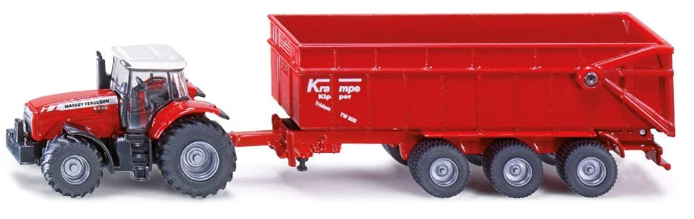Siku 1:87 Massey Ferguson Tractor W/Krampe Trailer