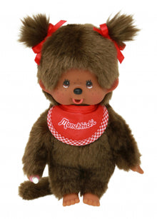 Monchhichi Girl brown with bib red