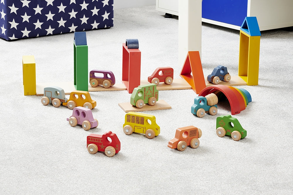 Tickit Rainbow Wood Emergency Vehicles Set