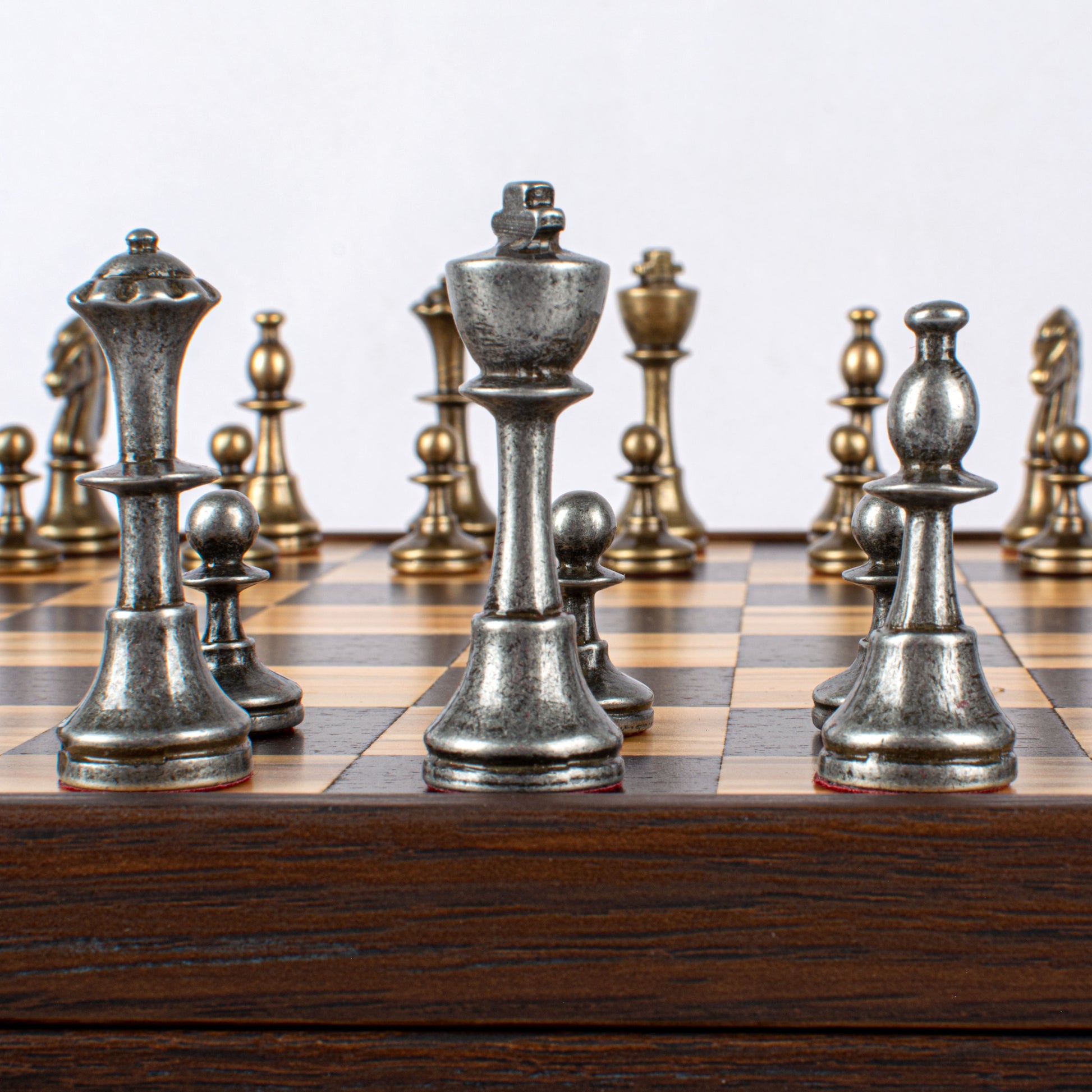 Manopoulos Wood & Metal Chess Set