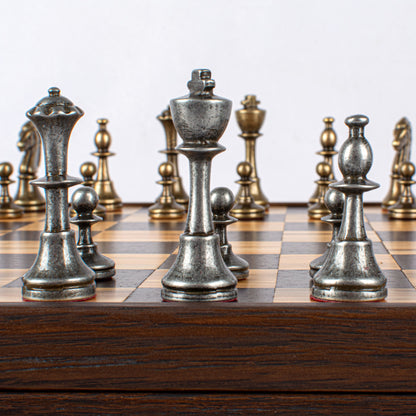 Manopoulos Wood & Metal Chess Set