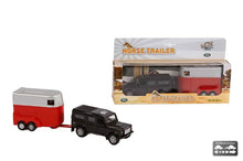 Kids Globe Die Cast Pull-Back Landrover Defender W/Horse Trailer - 2 Asst.