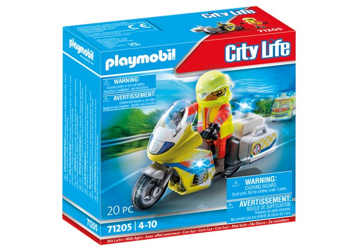 Playmobil 71205 City Life Emergency Motorcycle With Flashing Lights