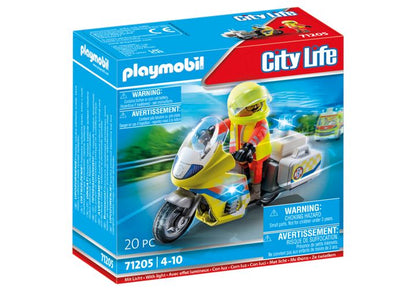 Playmobil 71205 City Life Emergency Motorcycle With Flashing Lights