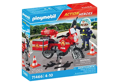 Playmobil 71466 Action Heroes: Fire Motorcycle & Oil Spill Incident