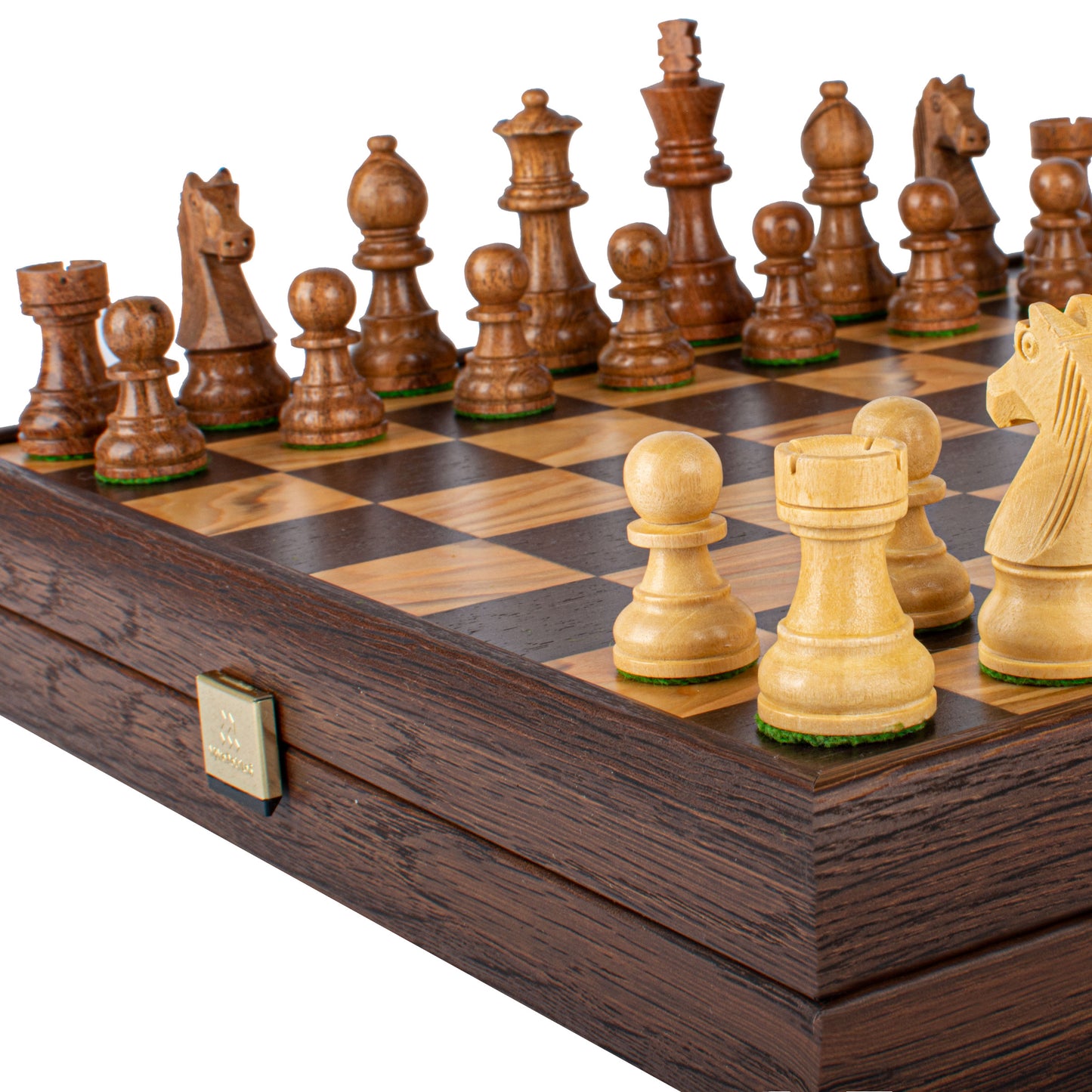 Manopoulos Wooden Chess Set in Wooden Cheeseboard Case