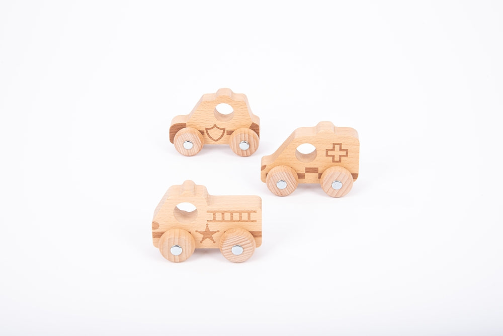 Tickit Natural Wood Emergency Vehicles Set