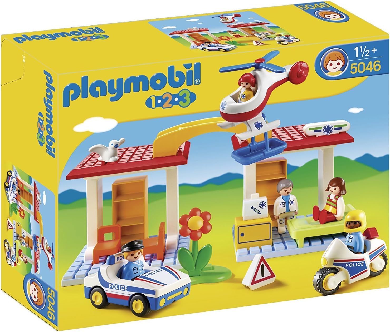 Playmobil 5046 1.2.3 Play Set Hospital with Paramedics and Police Officers