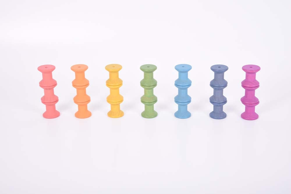 TickiT Rainbow Wooden Spools 35Mm