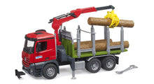 Bruder MB Arocs Timber Truck W/Loading Crane, Gripper & 3 Trunks