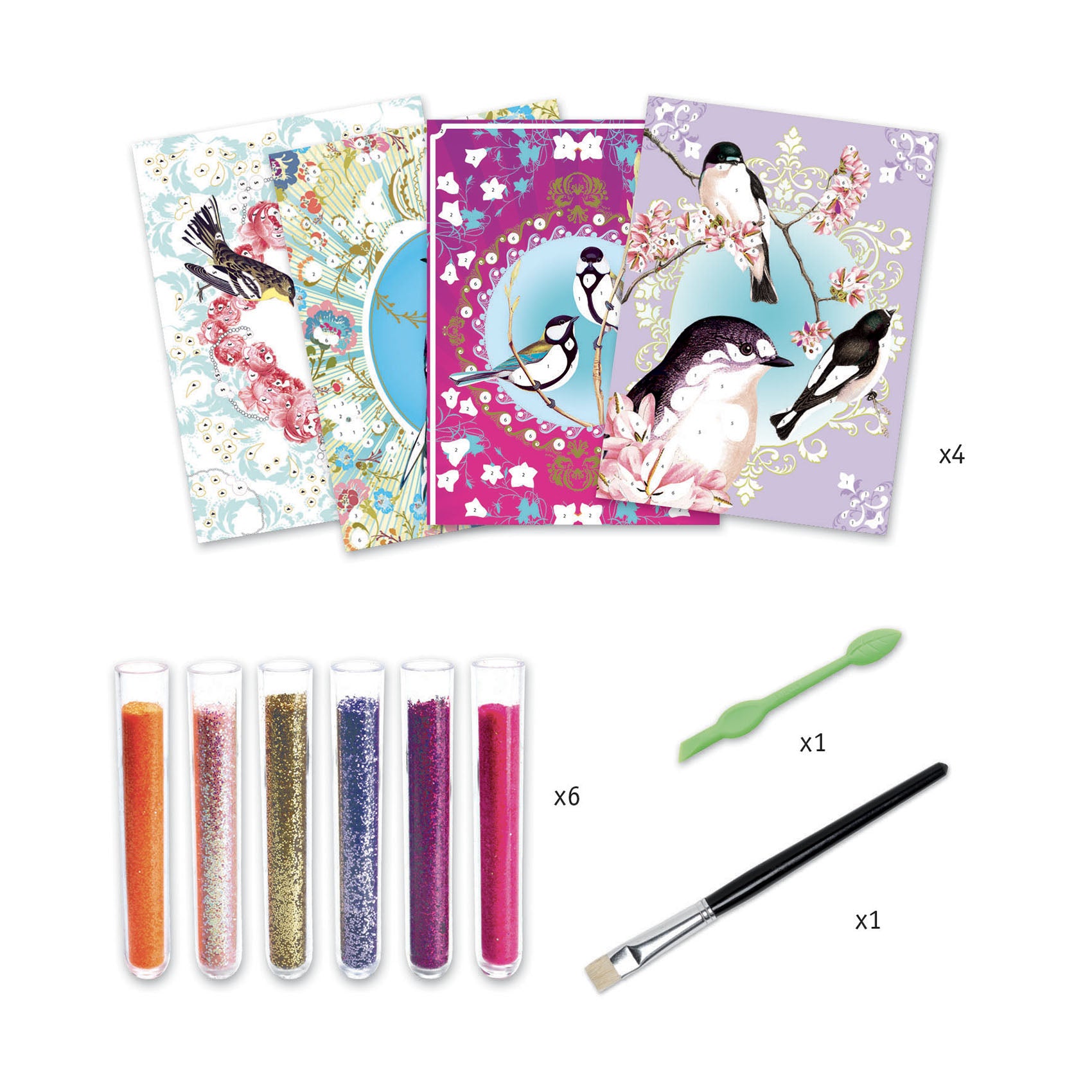 Djeco Glitter Boards Glitter Birds