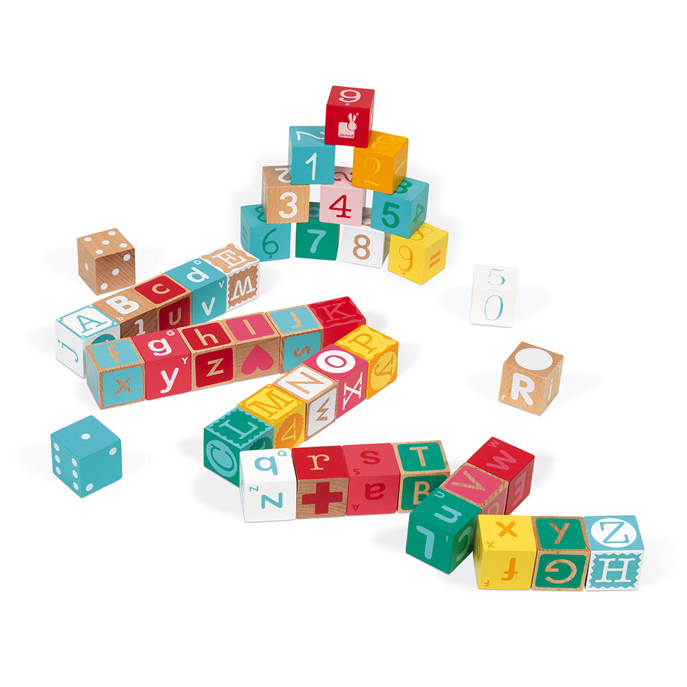 Janod KUBIX 40-Cube Set + Letters / Numbers Puzzle
