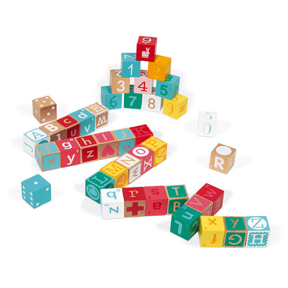 Janod KUBIX 40-Cube Set + Letters / Numbers Puzzle