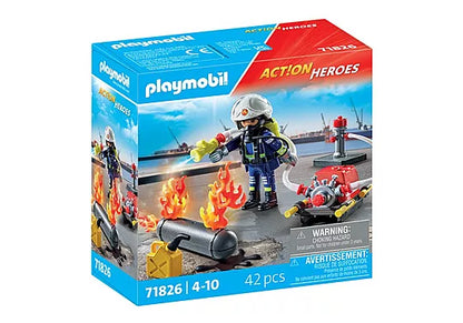 Playmobil 71826 Action Heroes Firefighter with Water Pump