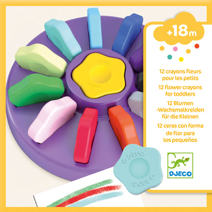 Djeco 12 Flower Crayons For Toddlers