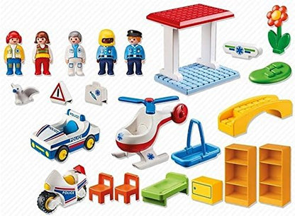 Playmobil 5046 1.2.3 Play Set Hospital with Paramedics and Police Officers