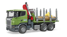 Bruder Scania R-Series Timber Truck W/Loading Crane & 3 Trunks