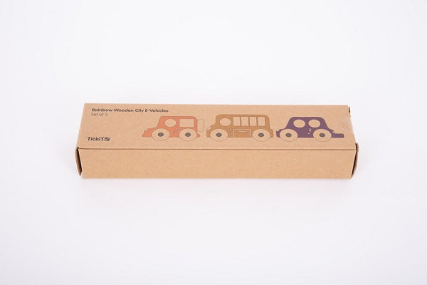 Tickit Rainbow Wooden City E-Vehicles Set