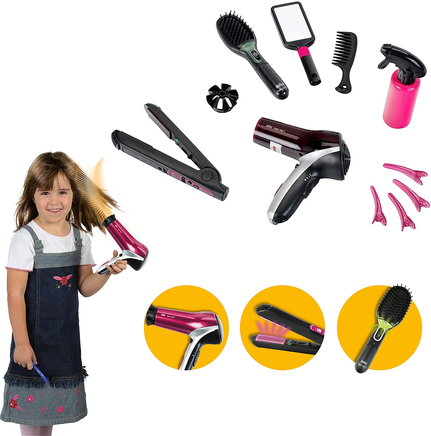 Klein Mega Hairstyling Set with Braun Satin Hair 7 Hairbrush