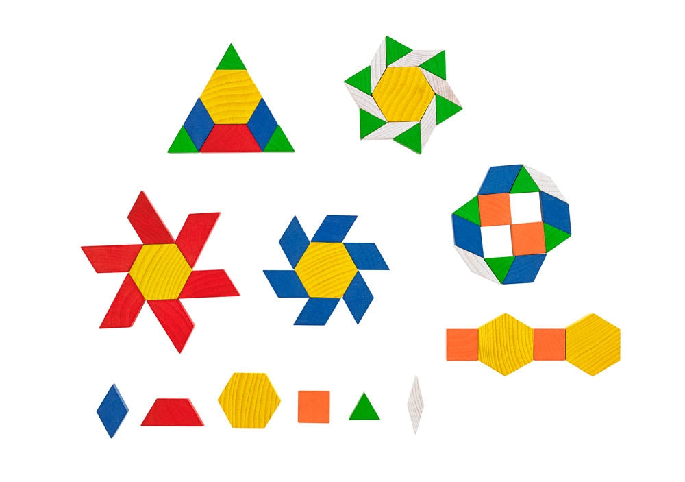 EDX Education Fun Play Wooden Pattern Blocks